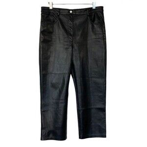Wilfred Aritzia Melina Pants Black High Waisted Vegan Leather Straight Leg 16